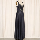 UW Black Maxi Dress with Lace Panels