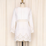 Blumarine Cotton Cream Tunic with Lace Trim