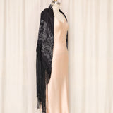 Mary McFadden Black Shawl with Fringe Details