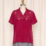 Fuscia Silk Hand Embroidered Blouse