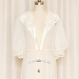 Vintage Sheer Robe with Satin Embroidered Collar