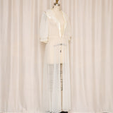 Vintage Sheer Robe with Satin Embroidered Collar