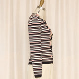 Moschino C&C Striped Cardigan with Floral Applique