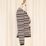 Moschino C&C Striped Cardigan with Floral Applique
