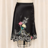 Vertigo Paris Silk Embroidered Skirt