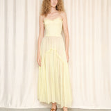 Vintage 70s Pale Yellow Cotton Eyelet Dress