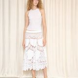 Hand- made White Crochet Tiered Skirt