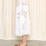 Hand- made White Crochet Tiered Skirt