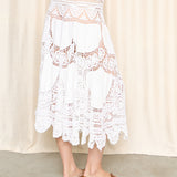 Hand- made White Crochet Tiered Skirt