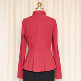 Philosophy di Alberta Ferretti Red Peplum Button Up Top