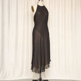 Adrianna Papell Black Halter Midi Dress