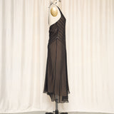 Adrianna Papell Black Halter Midi Dress
