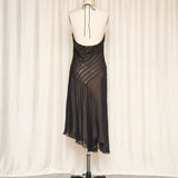 Adrianna Papell Black Halter Midi Dress