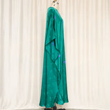 Teal Floral Silk Blend Caftan
