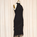 Silk Black Halter Neck Cocktail Dress