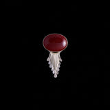 Sterling Silver Modernist Carnelian Cabochon Brooch/ Pendant
