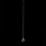 Sterling Silver Necklace with Large Purple Glass Teardrop Pendant