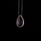 Sterling Silver Necklace with Large Purple Glass Teardrop Pendant