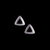 Sterling Silver Triangular Stud Earrings with Onyx Stone