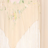 Antique Embroidered Silk Piano Shawl as is