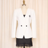 Christian Dior White Monogrammed Blazer with Quilted Fabric