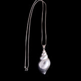 Sterling Silver Large Shell Shaped Pendant Necklace