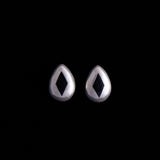 Sterling Silver Teardrop Stud Earrings with Diamond Shaped Onyx Stone