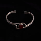 Sterling Silver Wavy Bracelet with Oval Carnelian Stone