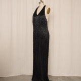 Full Length Beaded Gown in Black