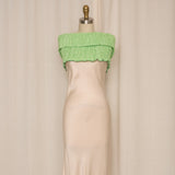 Pleated Silk Green Infinity Scarf