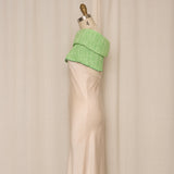 Pleated Silk Green Infinity Scarf