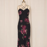 Evan Picone Black Dress with Red Flowers