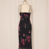 Evan Picone Black Dress with Red Flowers
