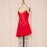 Lasoie Silk Red Embroidered Lace Nightgown