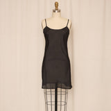 Black Sheer Silk Mini Slip Dress