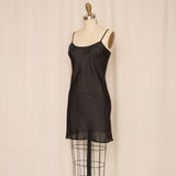 Black Sheer Silk Mini Slip Dress
