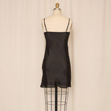 Black Sheer Silk Mini Slip Dress