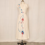 1940s Hand-Painted Silk Wrap Dress as is