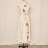 1940s Hand-Painted Silk Wrap Dress as is