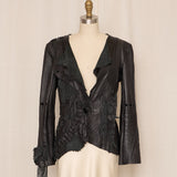 Artisan Black Appliqué Leather Jacket