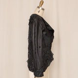 Artisan Black Appliqué Leather Jacket