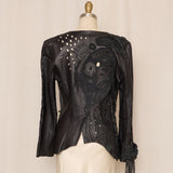 Artisan Black Appliqué Leather Jacket