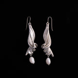 Sterling Silver Sculptural Freshwater Pearl Drop Earrings