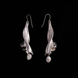 Sterling Silver Sculptural Freshwater Pearl Drop Earrings