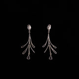 Sterling Silver Branch Shaped Earrings with Amethyst Stones