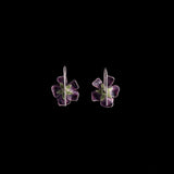 Sterling Silver and Enamel Violet Flower Earrings