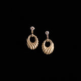 Ciani Sterling Silver Gold Tone Wavy Drop Earrings