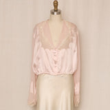 Antique Baby Pink Silk Cropped Blouse