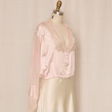 Antique Baby Pink Silk Cropped Blouse
