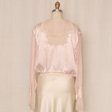 Antique Baby Pink Silk Cropped Blouse